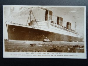 Shipping Ferry CUNARD WHITE STAR - QUEEN MARY c1936 RP Postcard