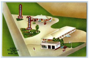 c1950's Bel-Mar Motel & Restaurant Cottages Classic Cars Beebe Arkansas Postcard