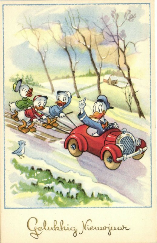 PC DISNEY, DONALD DUCK, HUEY, DEWEY AND LOUIE DUCK, Vintage Postcard (b27838)