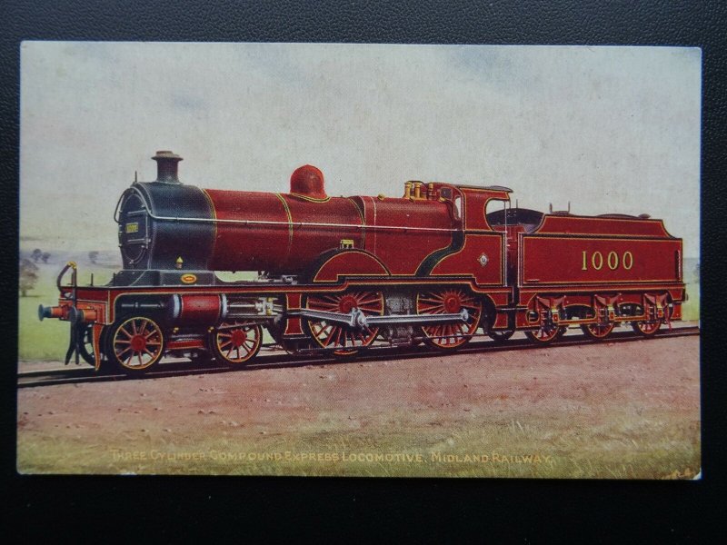 Steam Locomotive MIDLAND RAILWAY THREE CYLINDER COMPOUND EXPRESS - Old Postcard