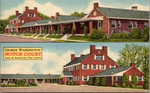 Linen Postcard George Washington Motor Court US 1 Fredericksburg, Virginia