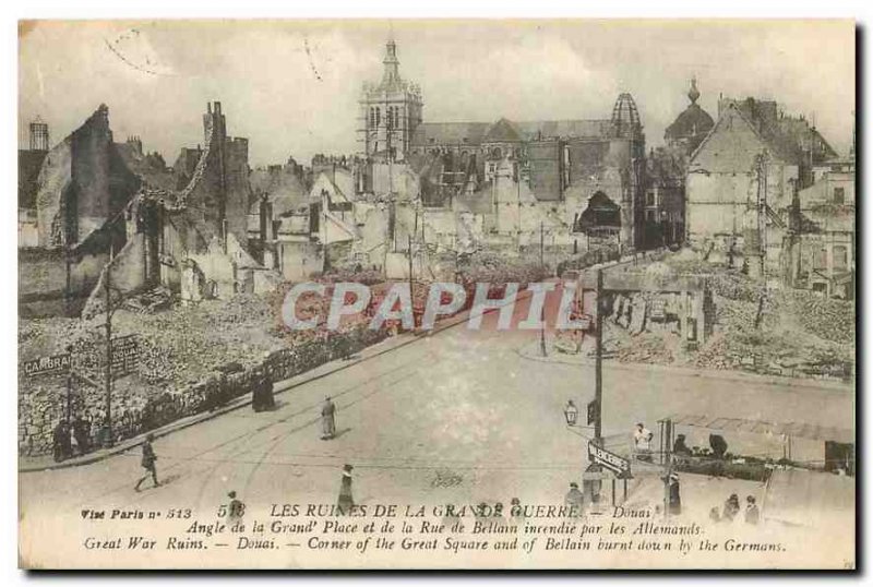 Old Postcard Ruins of the Great War Angle of the Grand Place and the Douai St...