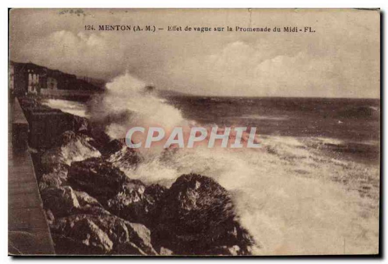 Old Postcard Menton M Wave Effect on the Promenade du Midi