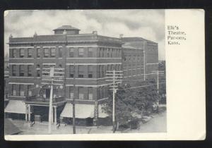 PARSONS KANSAS ELK'S THEATRE ELKS ANTIQUE VINTAGE POSTCARD B&W