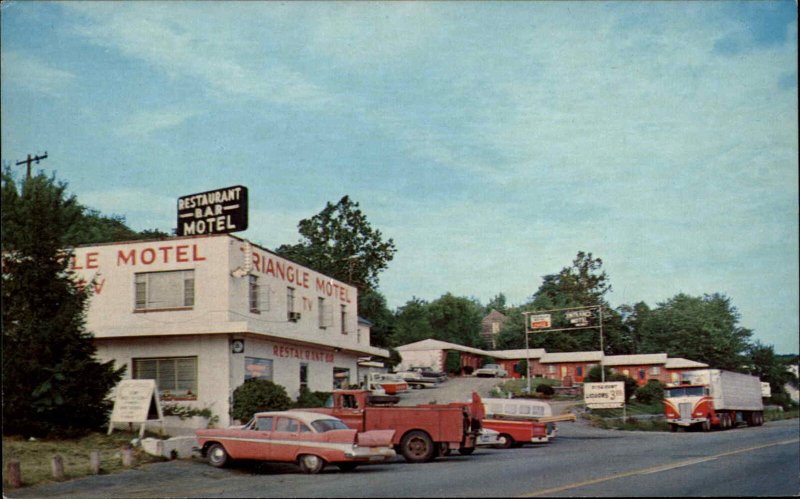 Hancock Maryland MD Triangle Motel Restaurant Cars Trucks Postcard c1950s