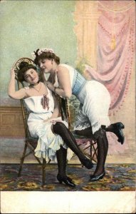 Sexy Burlesque Women Gay Lesbian Overtones c1910 Postcard Series 337