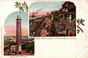 Egypt Quay and Pharah of Port Said Vintage Litho Postcard 08.98
