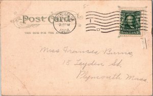 Lynn Massachusetts MA US Post Office View Flag Postcard KO4