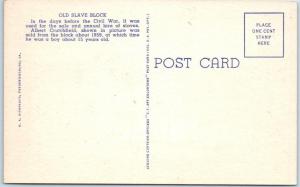 FREDERICKSBURG, Virginia  VA   OLD SLAVE BLOCK  ca 1940s Linen   Postcard