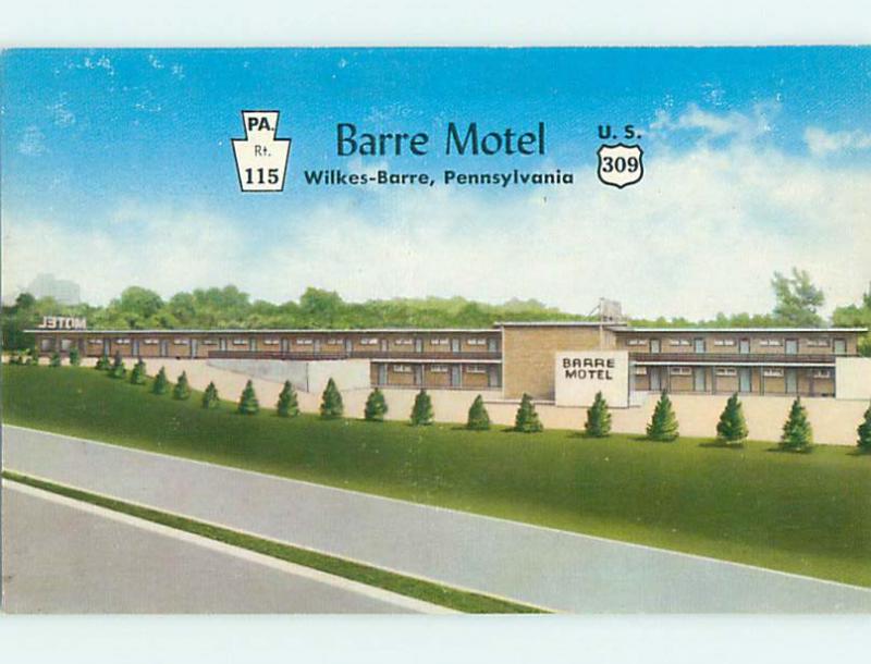 Unused 1950's BARRE MOTEL Wilkes-Barre Pennsylvania PA u6958-19