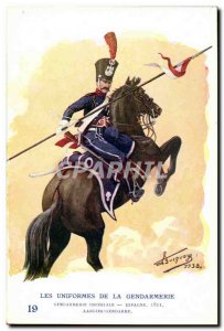 Old Postcard The uniforms of the gendarmerie Gendarme MArechausee Spain lance...