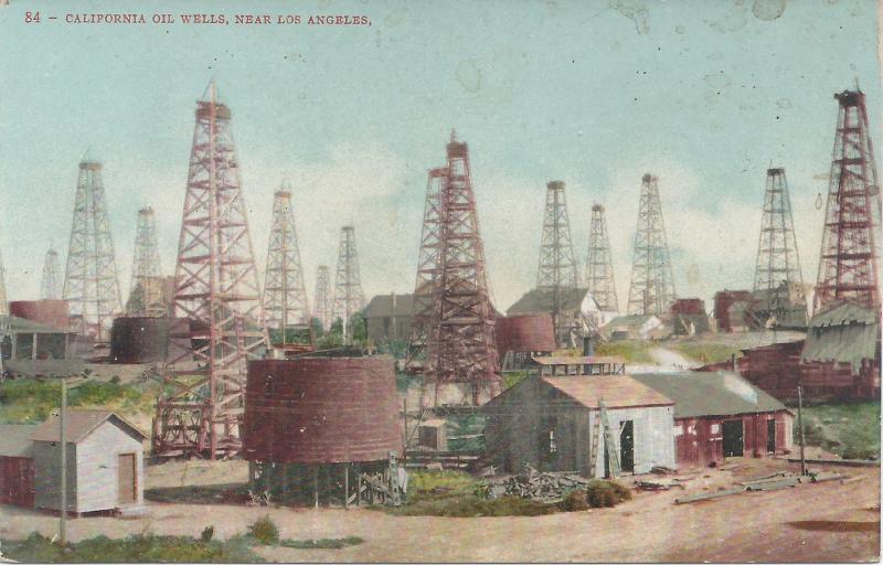 California Oil Wells, Near Los Angeles, CA,  Early Postcard, Unused