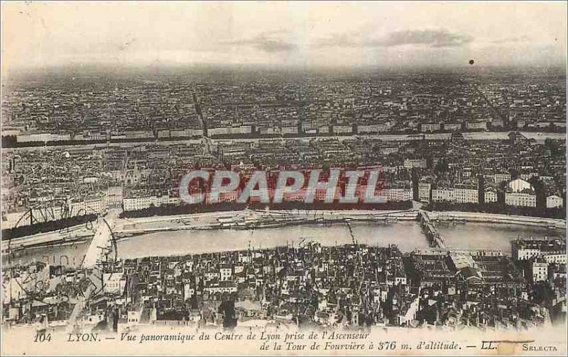 Old Postcard Lyon Panoramic view of the Lyon Center take the elevator to the ...