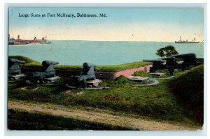 c1910s Large Guns at Fort McHenry, Baltimore Maryland MD Antique Postcard