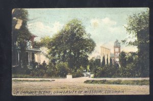 UNIVERSITY OF MISSOURI TIGERS COLUMBI MO CAMPUS SCENE VINTAGE POSTCARD