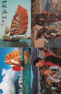 Hong Kong Boat Women & Children Boats 4x Postcard s