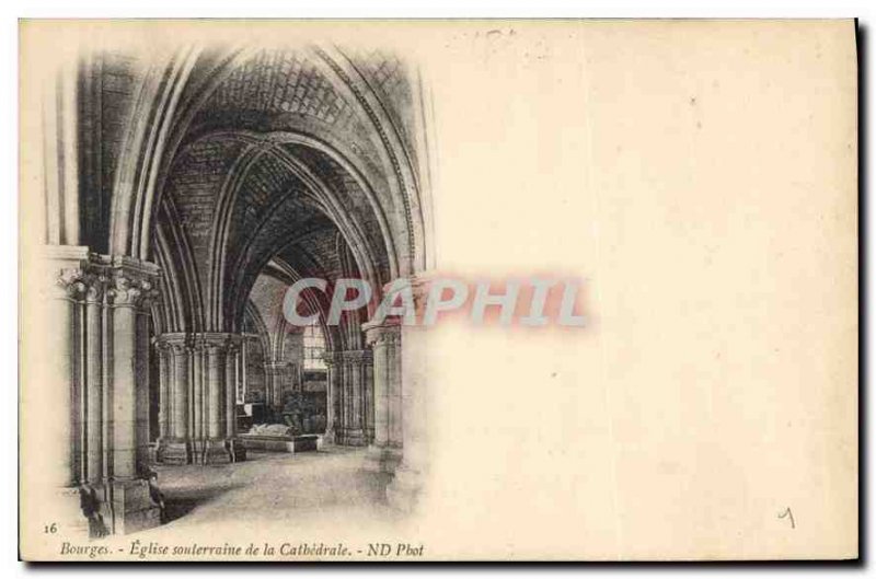 Old Postcard Bourges Underground Church to the Cathedral