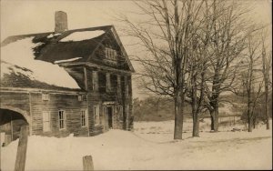 Home in Winter - Winsted CT Connecticut Cancel 1914 Real Photo Postcard