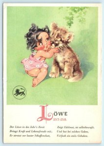 LÖWE ~ Germany Astrology LEO Zodiac Child Greeting Lion  4x6 Postcard