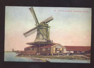 ROTTERDAM HOLLAND NETHERLANDS LARGE WINDMILL DUTCH VINTAGE POSTCARD