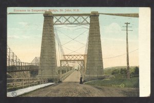 ST JOHN NEW BRUNSWICK NB SUSPENSION BRIDGE  CANADA VINTAGE POSTCARD