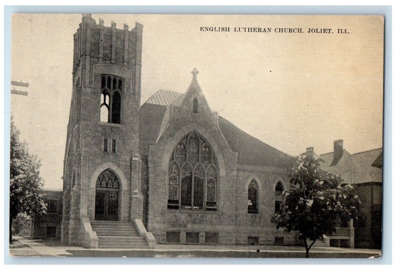 c1910 English Lutheran Church Chapel Exterior Joliet Illinois Vintage Postcard