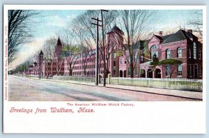 Waltham Massachusetts MA Postcard Greetings American Waltham Watch Factory c1905