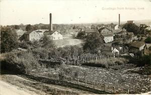 c1910 RPPC Postcard  Greetings from Amana IA Houses Gardens Factories Iowa Co.