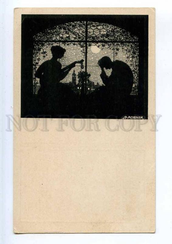 240297 SILHOUETTE Lovers by Josef MADLENERS Vintage postcard