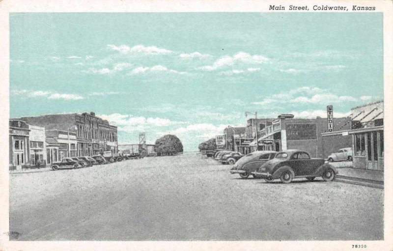 Coldwater Kansas Main Street Vintage Postcard JI657428