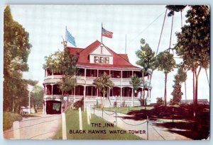 Rock Island Illinois IL Postcard The Inn Black Hawks Watch Tower Building 1910