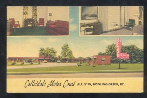 BOWLING GREEN KENTUCOLLETTDALE MOTOR COUR LINEN ADVERTISING POSTCARD KY.