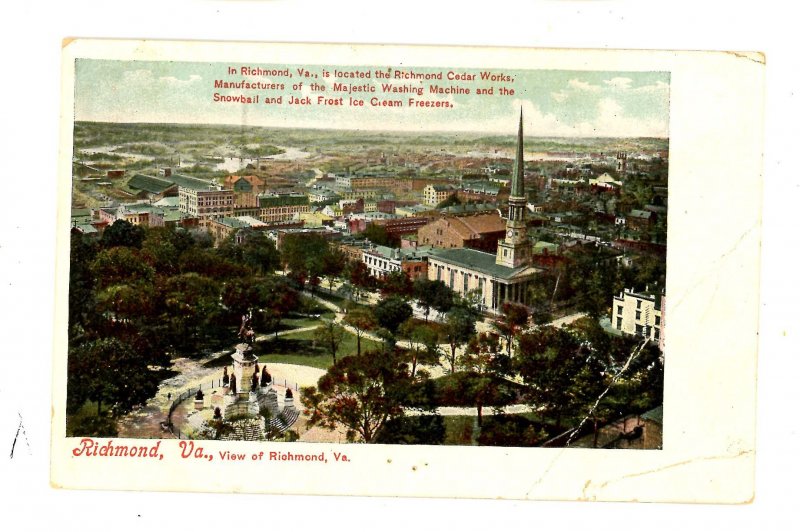 VA - Richmond. Aerial View ca 1907   (creases)