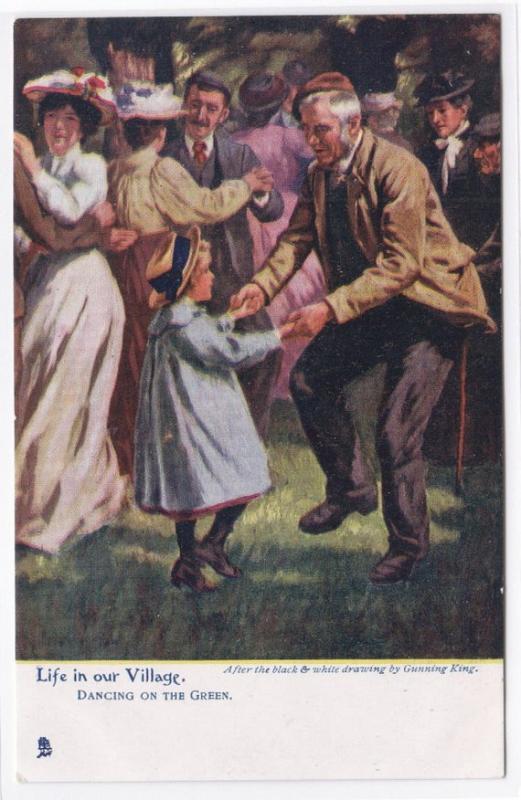 Dancing on the Green Life in Our Village 1910c Tuck postcard