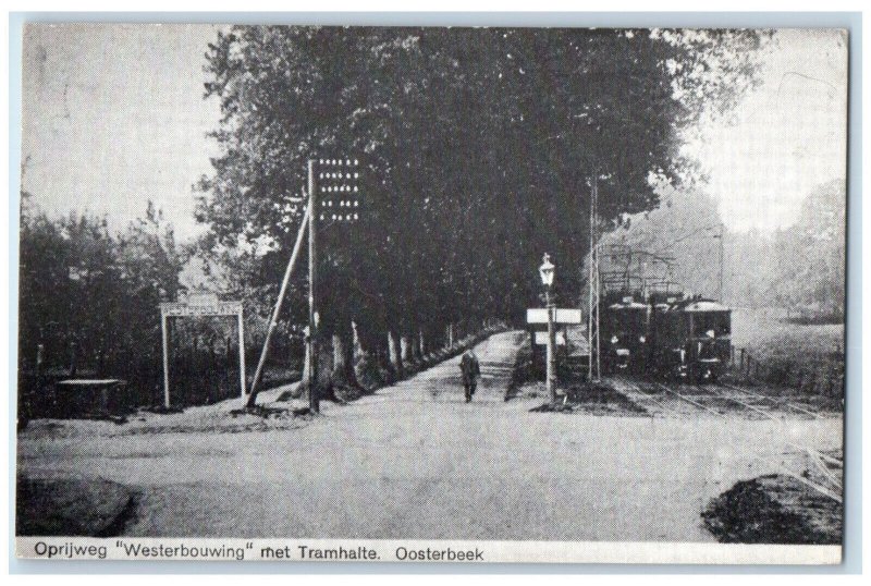 c1940's Driveway Westerbouwing With Tram Stop Oosterbeek Netherlands Postcard