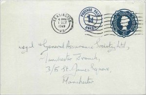 Entier Postal Stationery 4d Kensington 1969