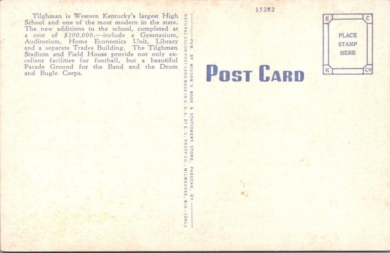 Vintage Postcard TILGHMAN HIGHSCHOOL, PADUCAH, KY  JR9