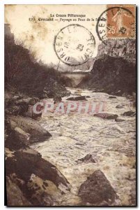 Postcard Old Creuse Crozant Picturesque Landscape with Bridge