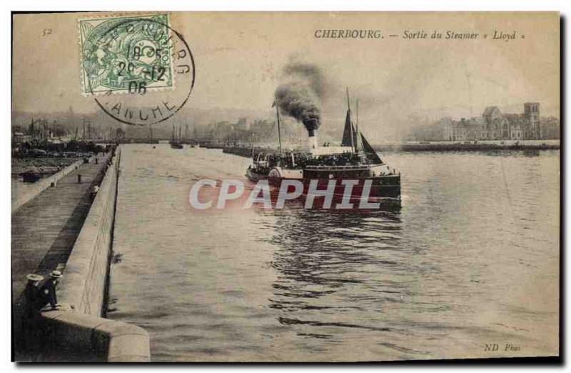 Postcard Old Ship Ship Cherbourg Output Lloyd steamer