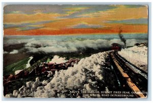c1910 Above the Clouds Summit Pikes Peak Cog Road Colorado CO Vintage Postcard 