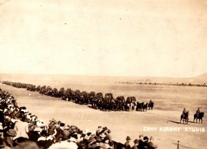 WWI RPPC Camp Kearny San Diego CA California Soldiers Wagon Parade Review Photo