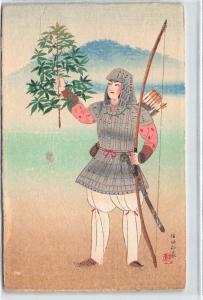 JAPON : illustration, guerrier, archer - tres bon etat