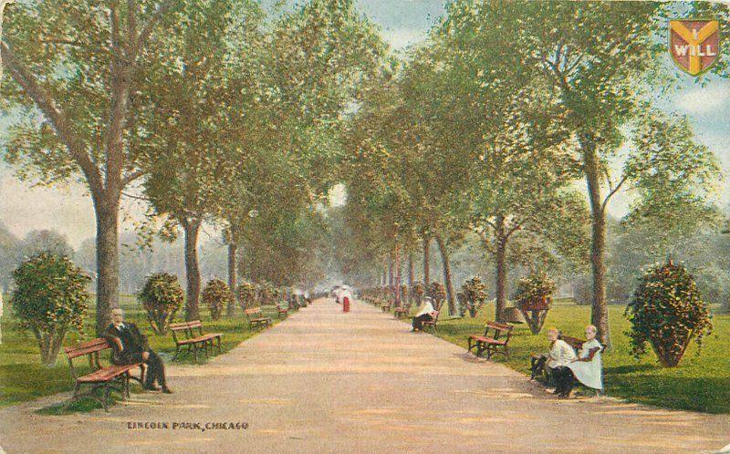 Artist impression 1909 Chicago Illinois Lincoln Park postcard 5554