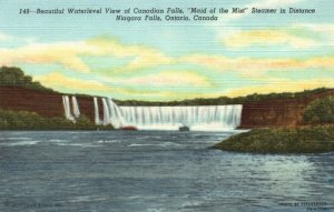 Waterlevel Canadian Falls Steamer Niagara Falls Ontario Canada Vintage Postcard