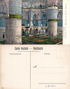 SULTAN AHMED MOSQUE INTERIOR ISTANBUL TURKEY ANTIQUE POSTCARD