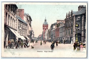 Hawick Roxburghshire Scotland Postcard Hawick High Street Scene 1903 Antique