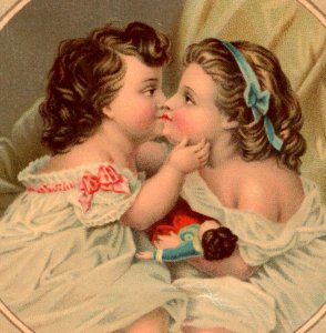1880s Christmas & New Year's Victorian Trade Cards Lovely Children Lot Of 2 #7V