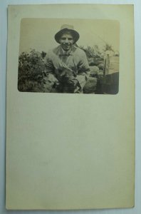 C.1910 RPPC, Man Holding Pig, Real Photo, Parade Lot of 3 Postcards P76 