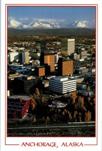 Aerial View Anchorage Alaska w Snow Capped Mountains Postcard