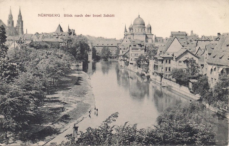 JUDAICA, Grand Synagogue, Nurnberg, View of River, Germany, Pre-1938, Holocaust